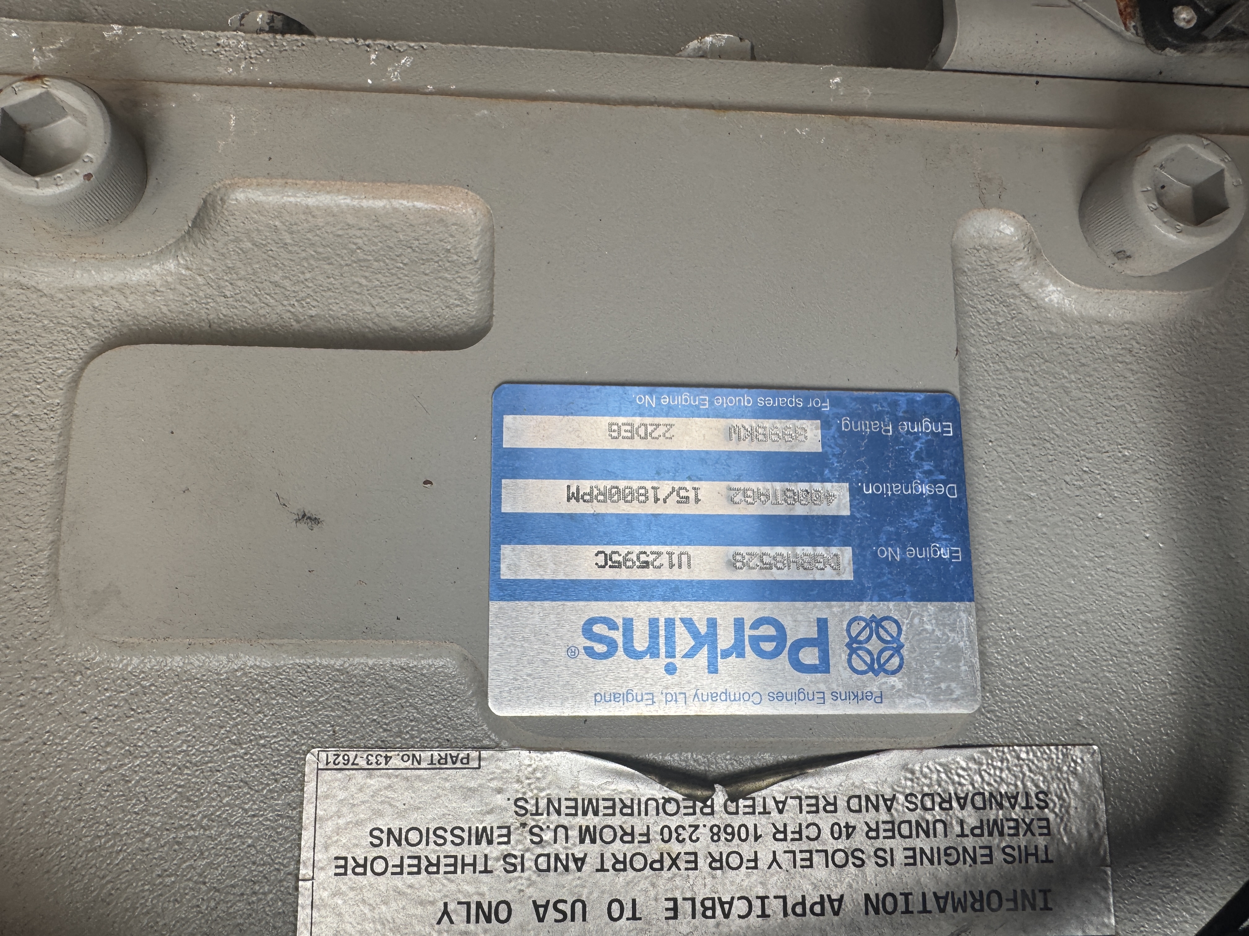 Used Teksan Perkins 1128kVA Diesel Generator XP110015
