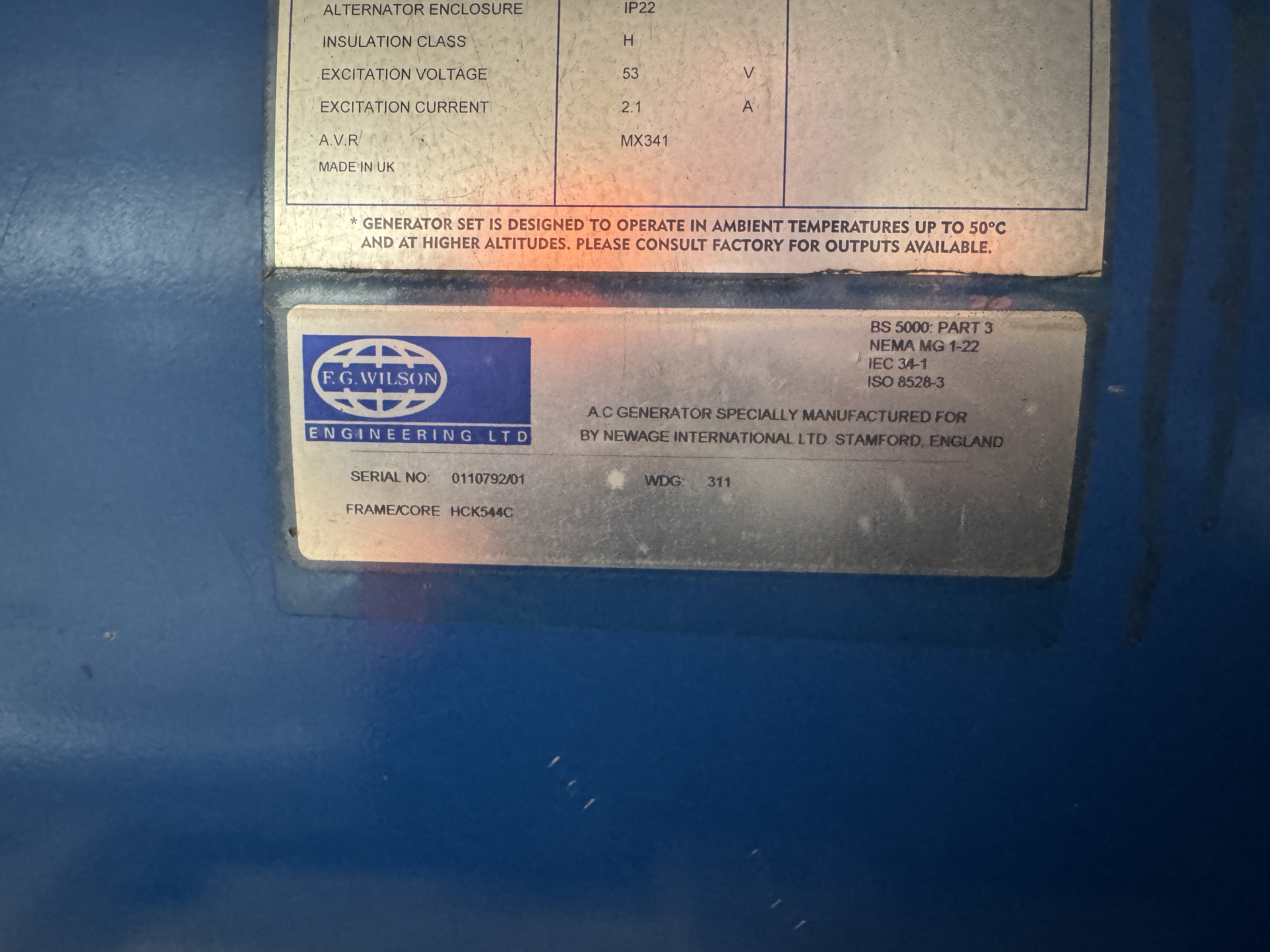 Used FG Wilson Perkins 495kVA 396kW Diesel Generator XP50022