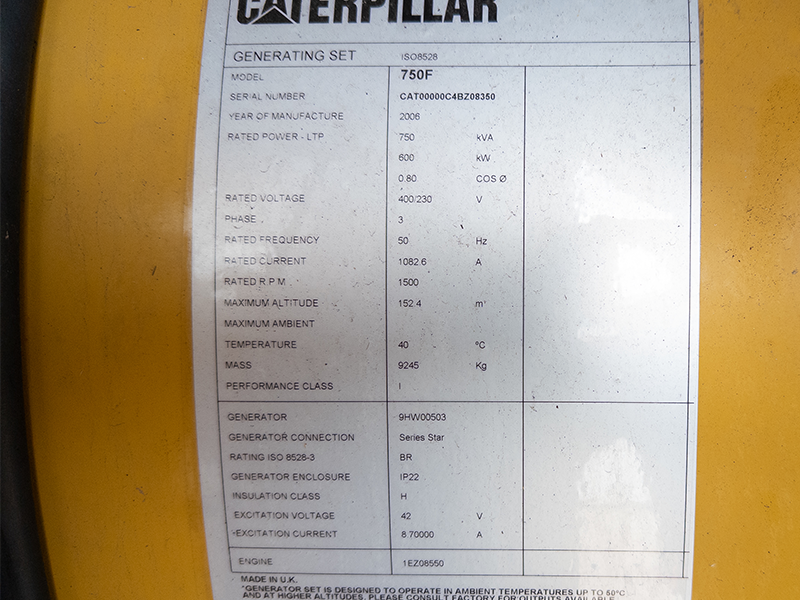 Used Caterpillar 750kVA Diesel Generator