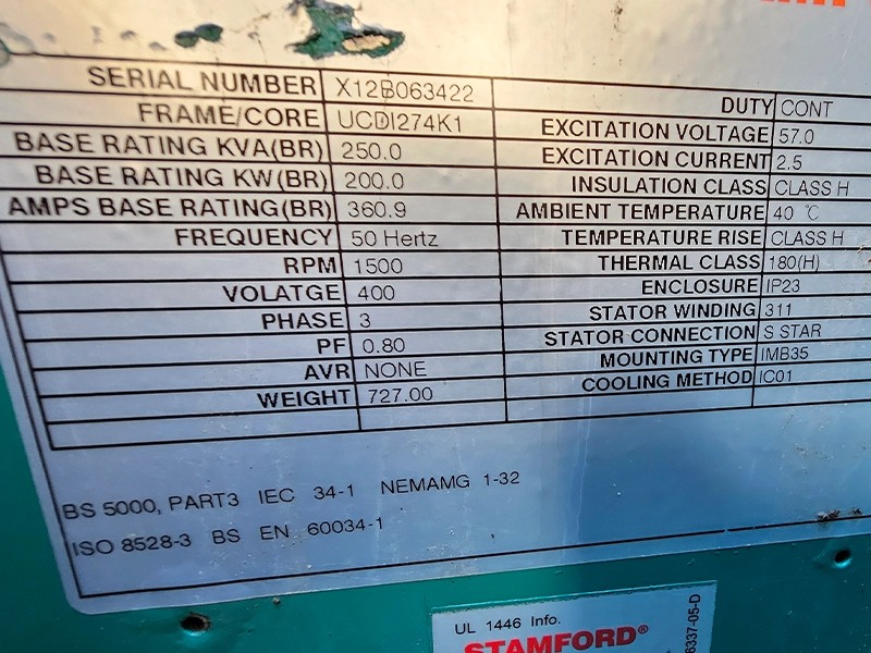 Cummins 275kVA Diesel Generator