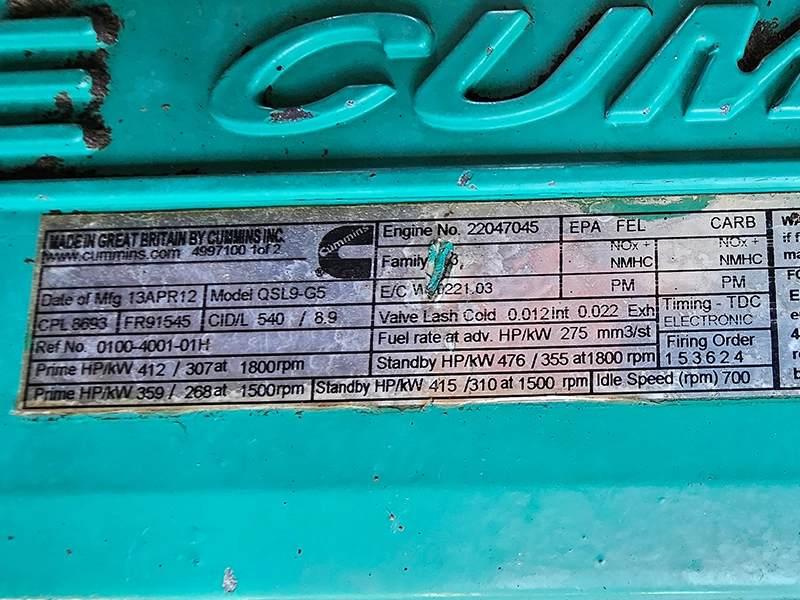 Cummins 275kVA Diesel Generator