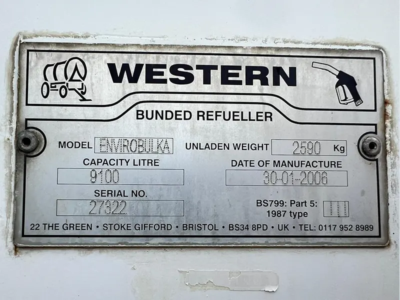 Used Western Global Envirobulka 9100 Litre Fuel Tank