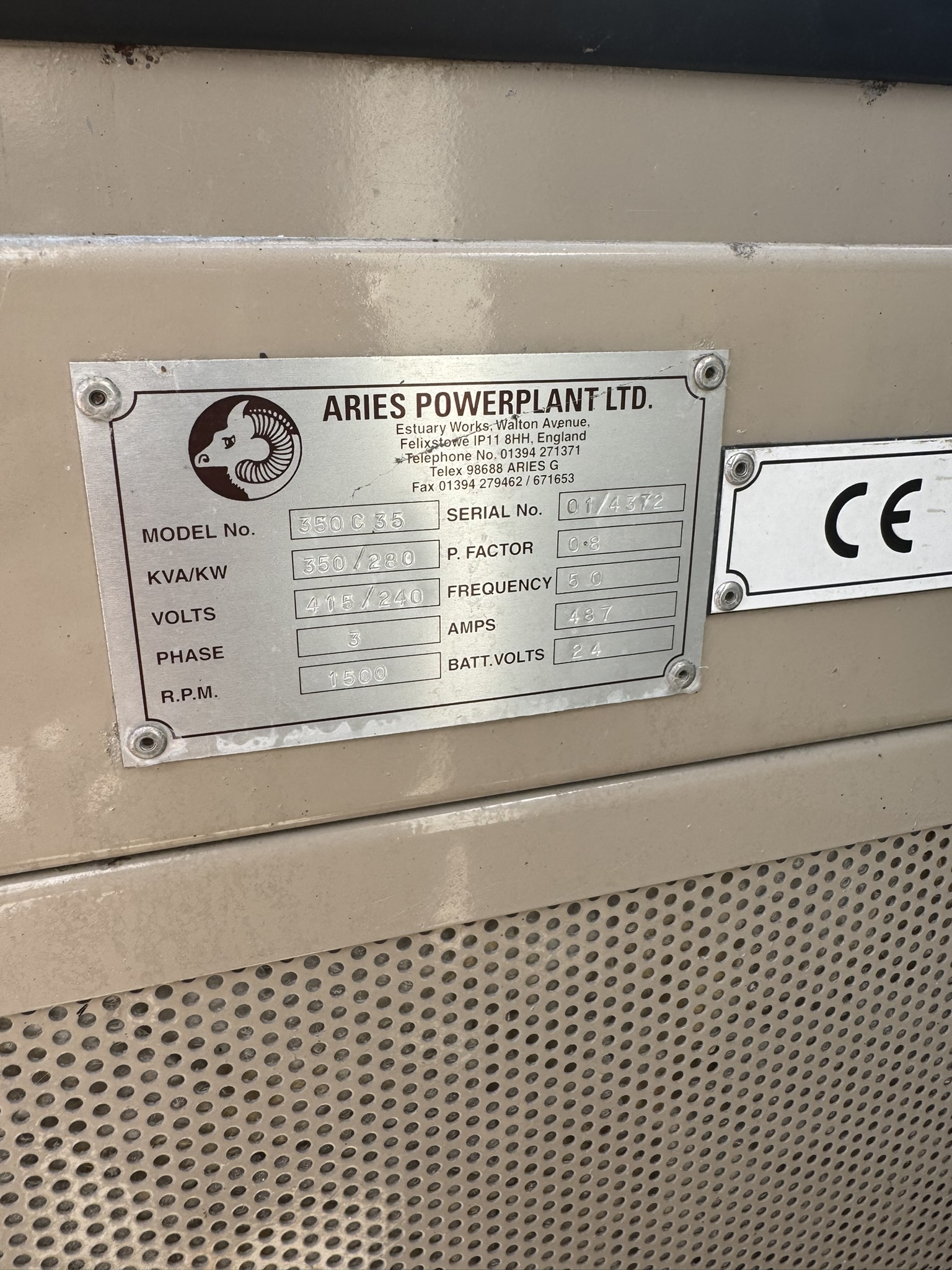 Used Aries Cummins 385kVA 308kW Diesel Generator XP400061