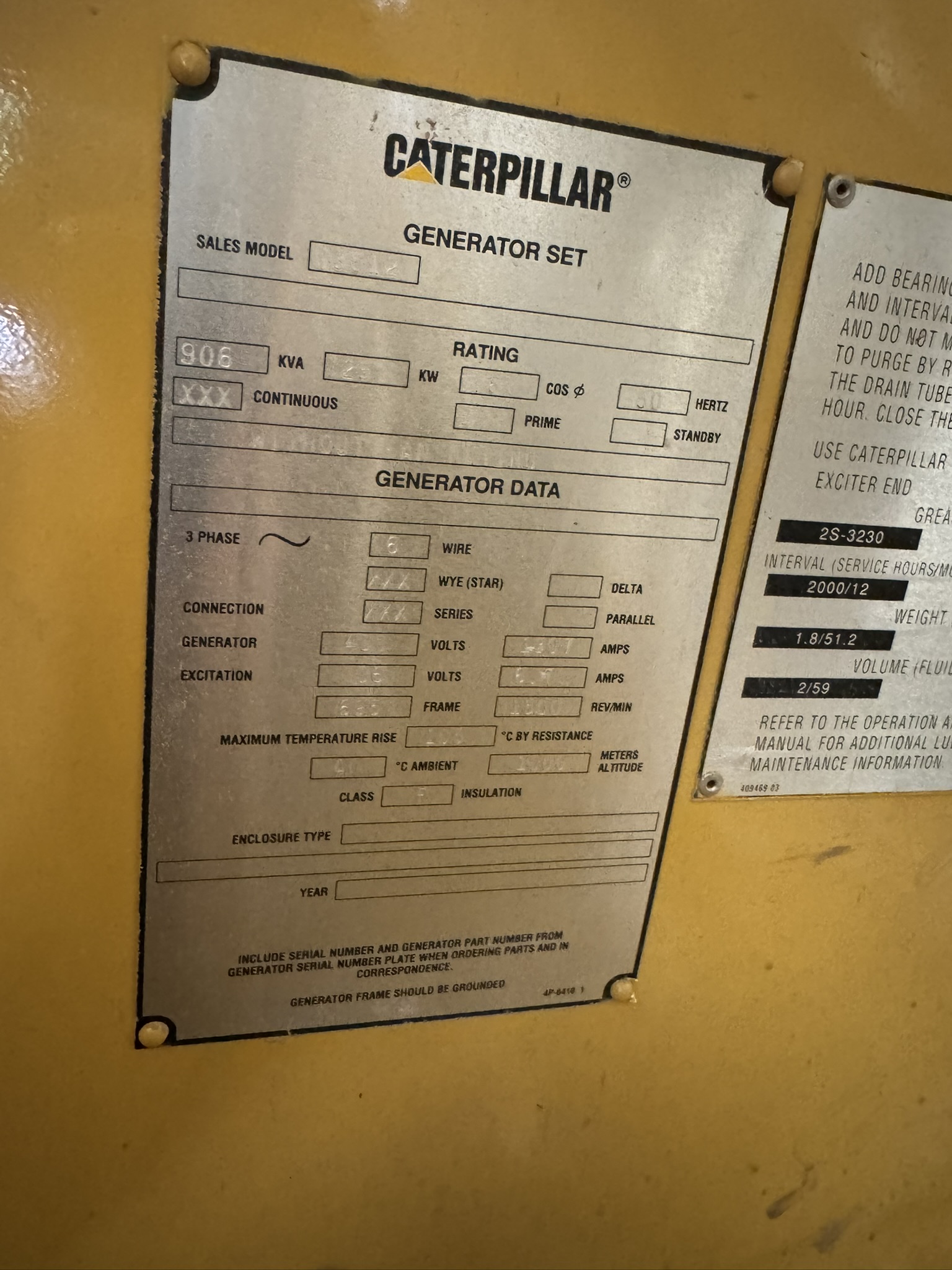 Used Caterpillar 996kVA 797kW Gas Generator XP100025G