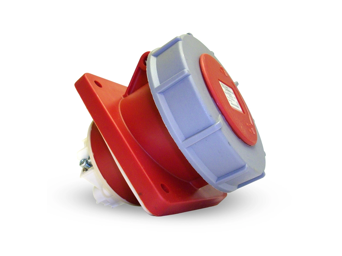 16 Amp 415V 4-Pin IP67 Angled Flange (panel mount) Sockets - Stuart Group Ltd