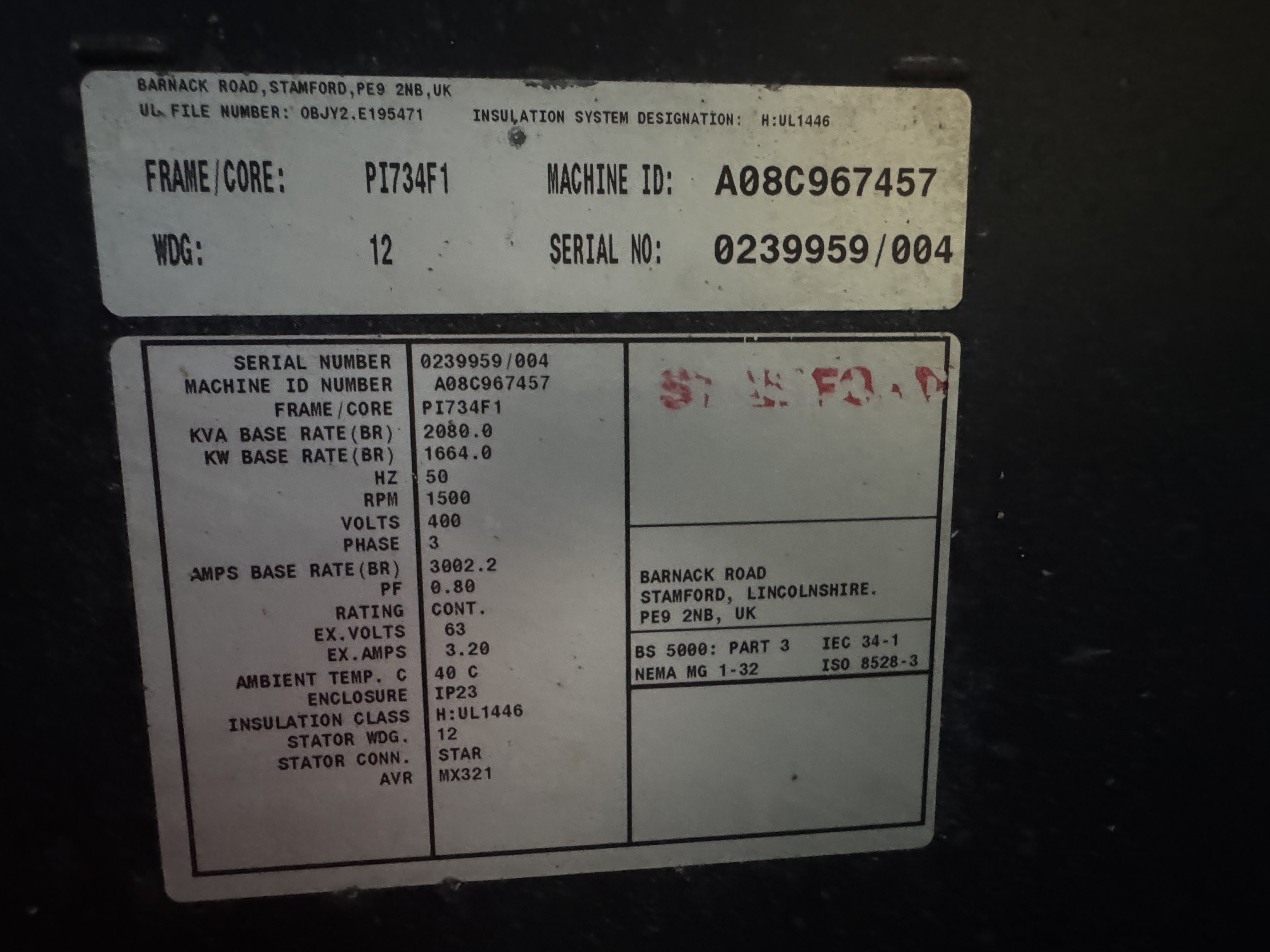 Used AKSA Cummins 2250kVA 1800kW Diesel Generator XP22509