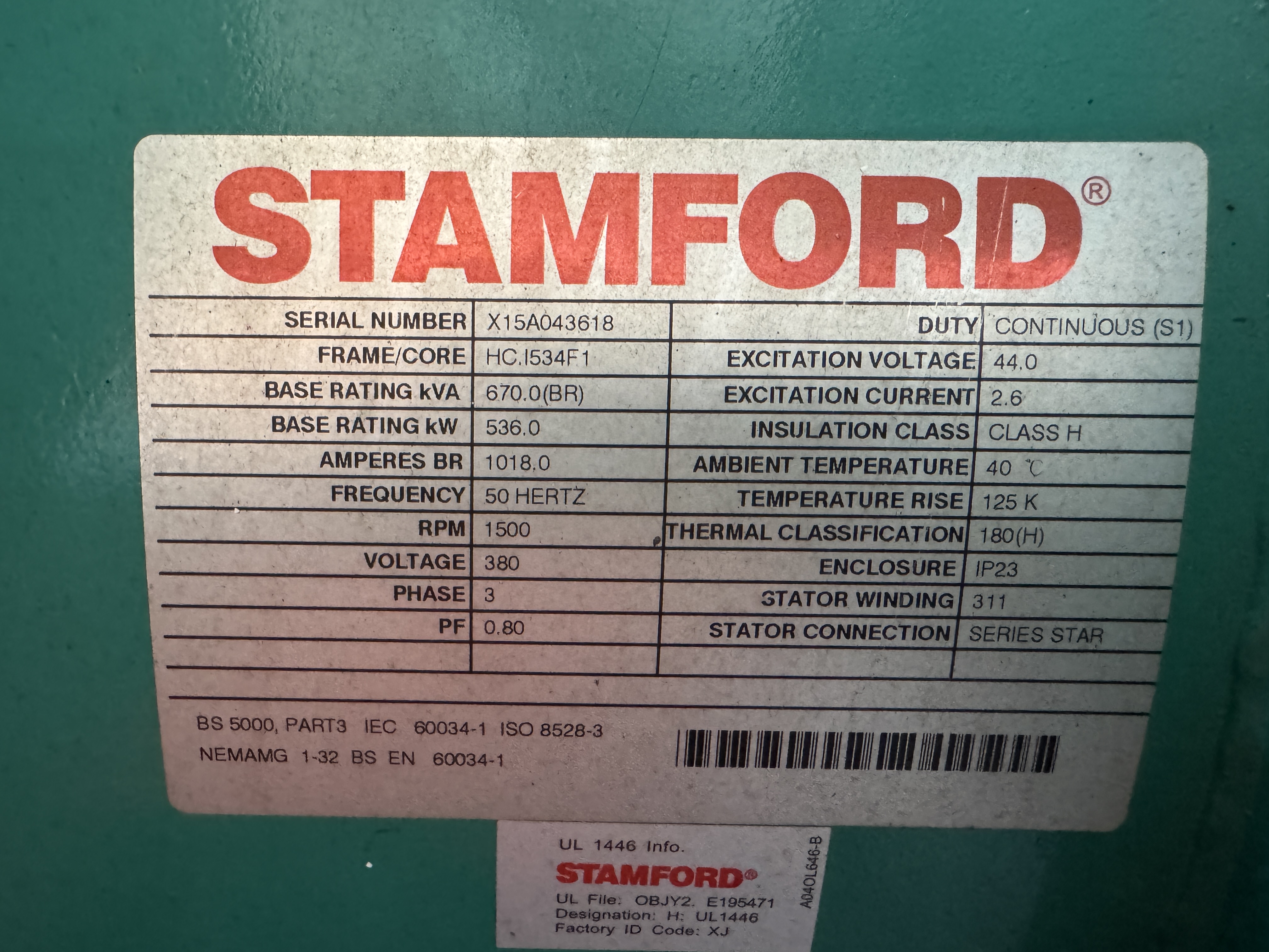 Used Cummins 706kVA 565kW Diesel Generator XP70019