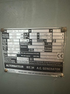 Used Puma Paxman 2750 kVA 2200 kW Diesel Generator XP25006