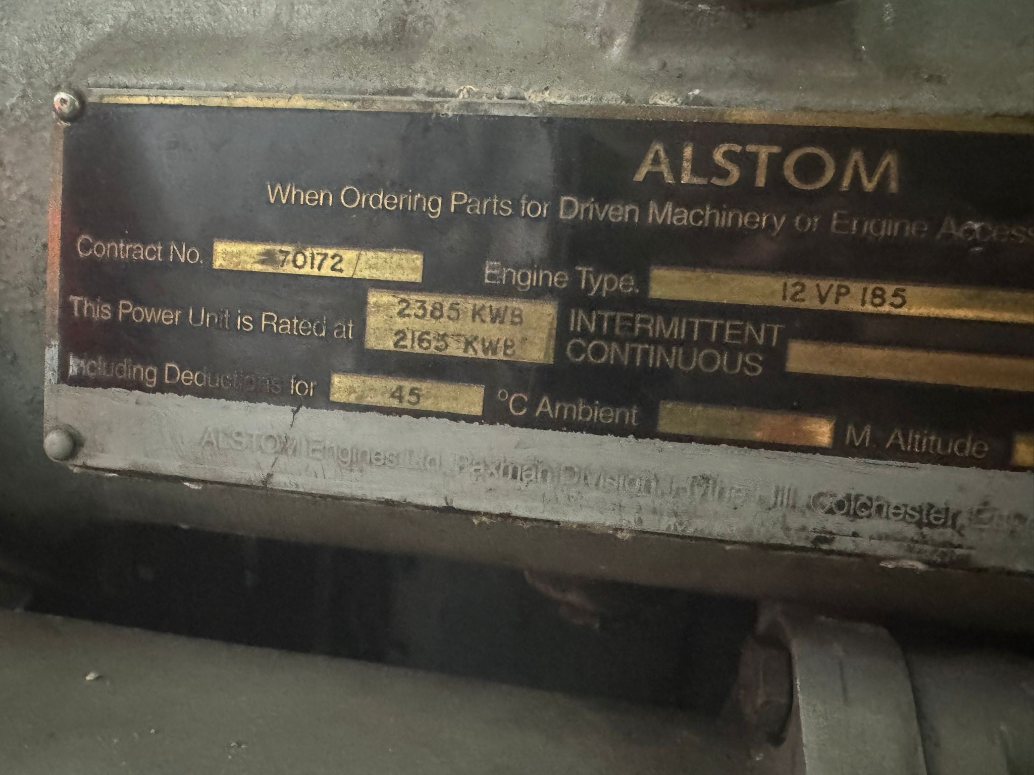 Used Puma Paxman 2750 kVA 2200 kW Diesel Generator XP25006