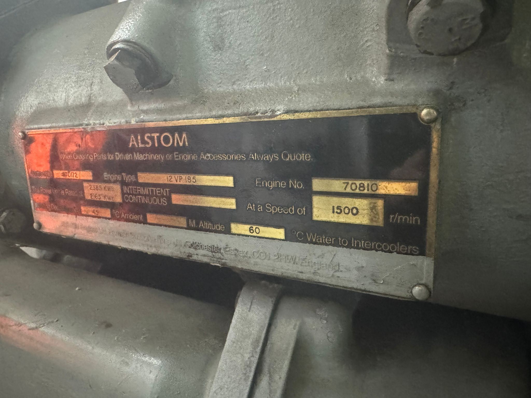 Used Puma Paxman 2750 kVA 2200 kW Diesel Generator XP25006