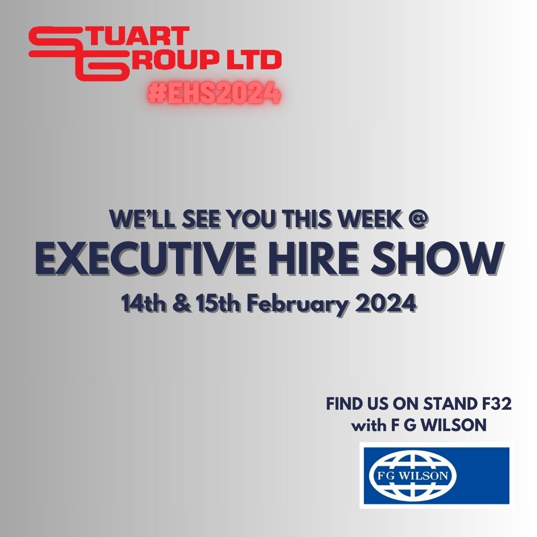 Find us on the FG Wilson Stand F32 at the Executive Hire Show, CBS Arena, Coventry. 14th & 15th Feb