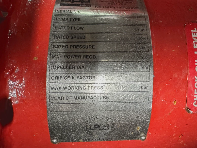Used SPP KP10X Fire Pump