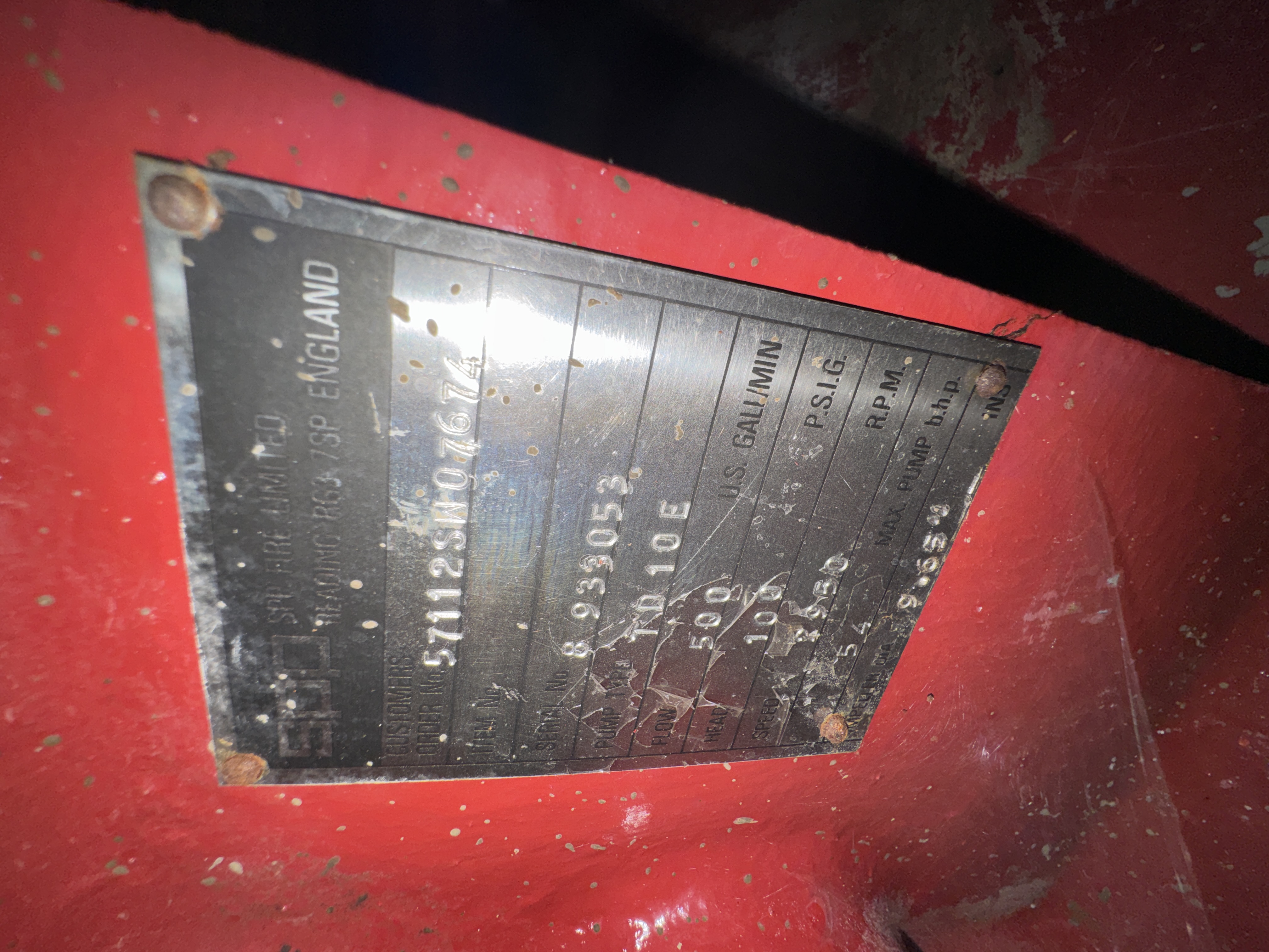 Used SPP TD10E Fire Pump XSP9895