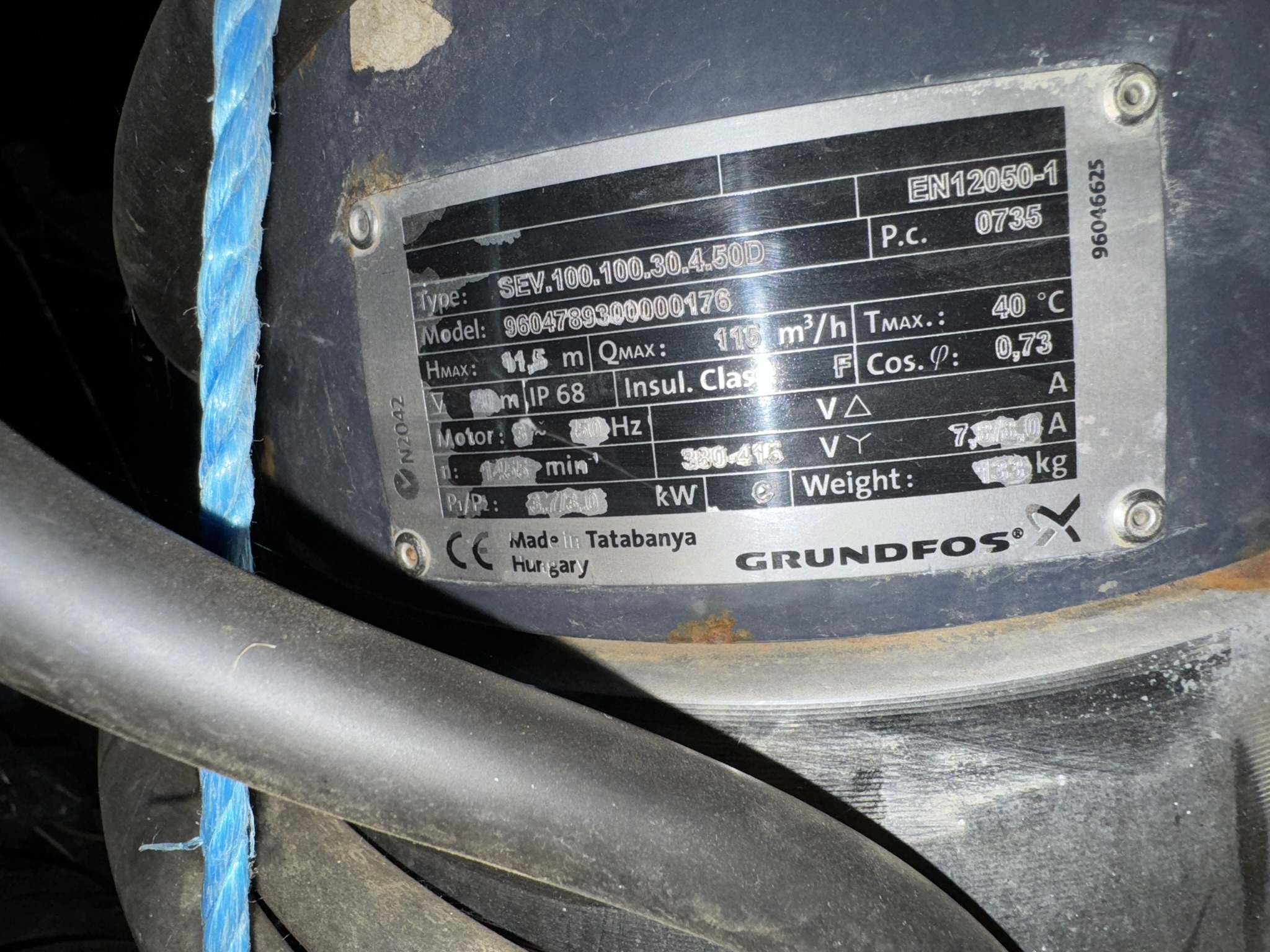 Used Grundfos SEV100.100.30.30.4.50D Submersible Pump
