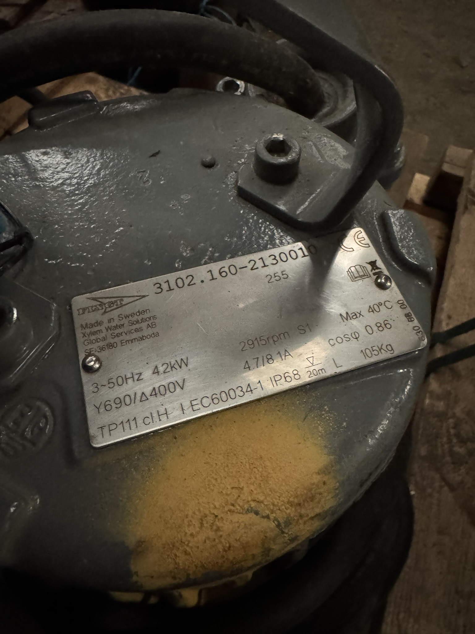 Used Flygt 3102.160.255 Submersible Pump