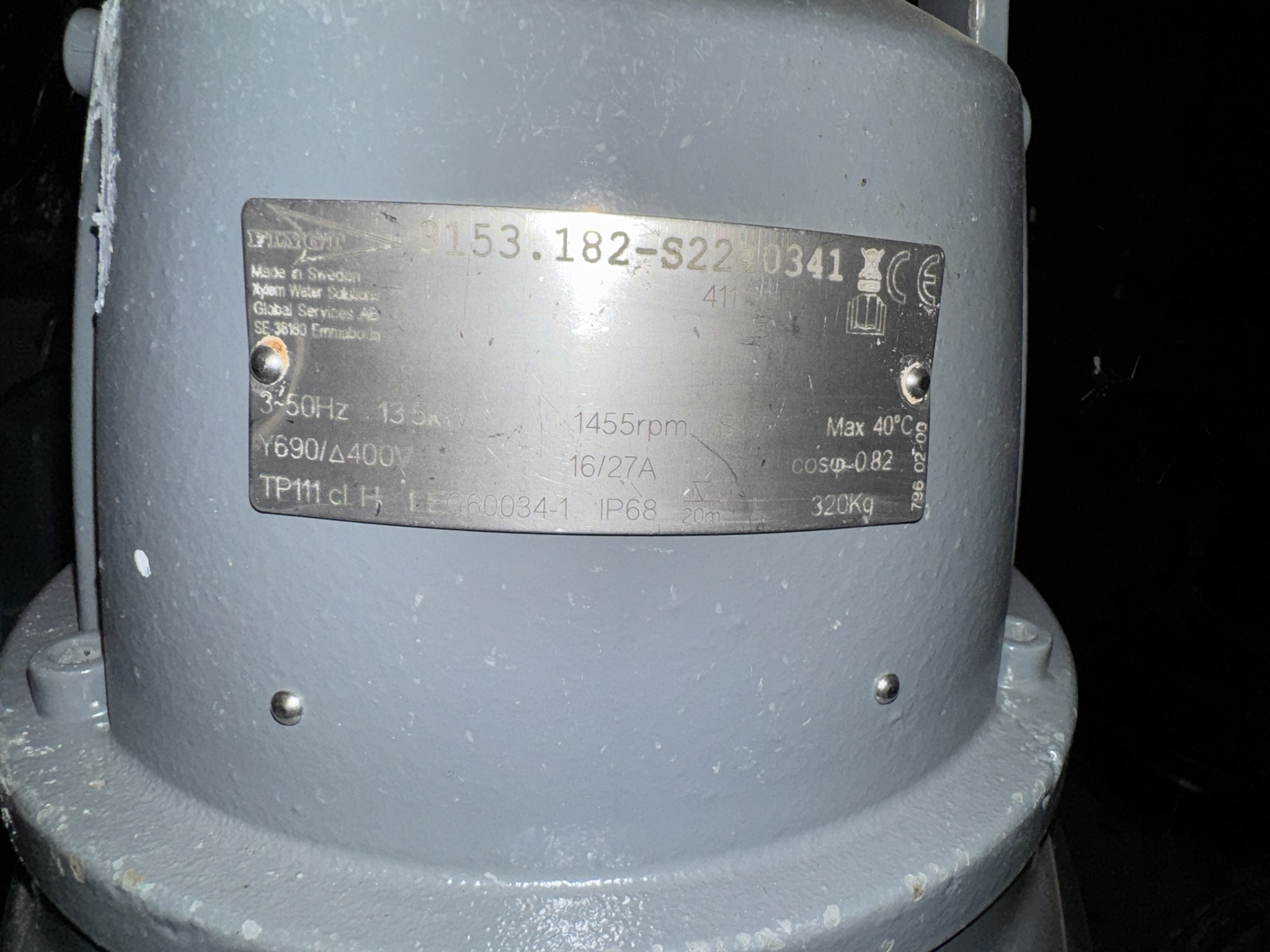Used Flygt 3153.182.411 Submersible Pump