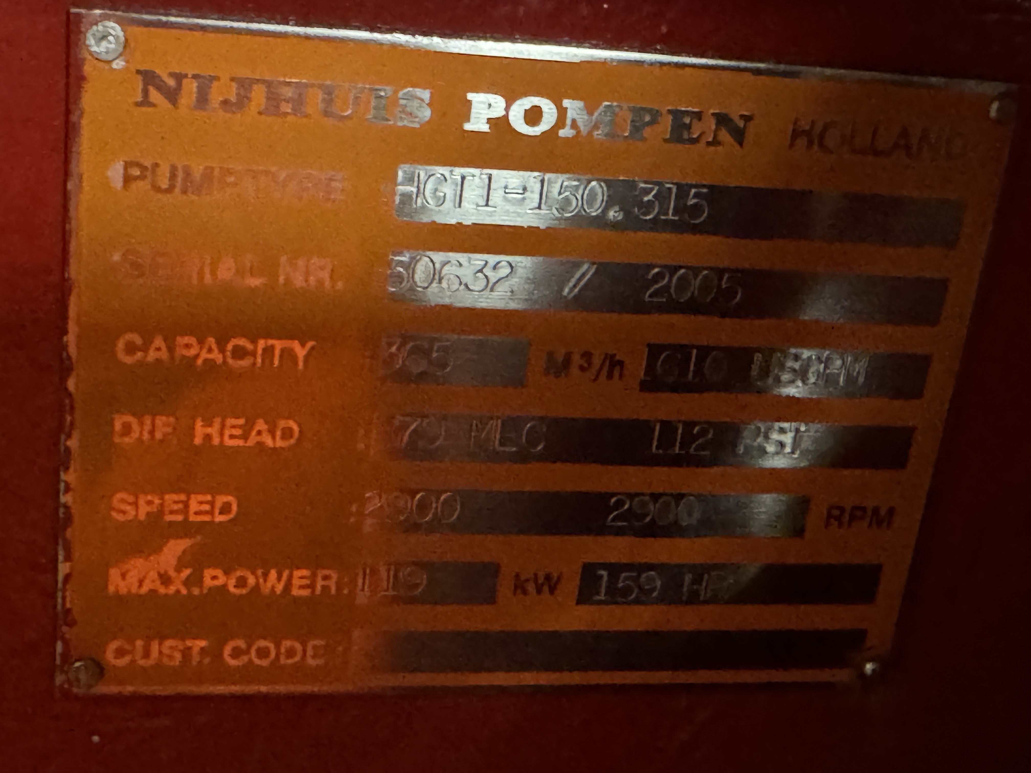 Used Nijhuis Fire Pump XSP9866
