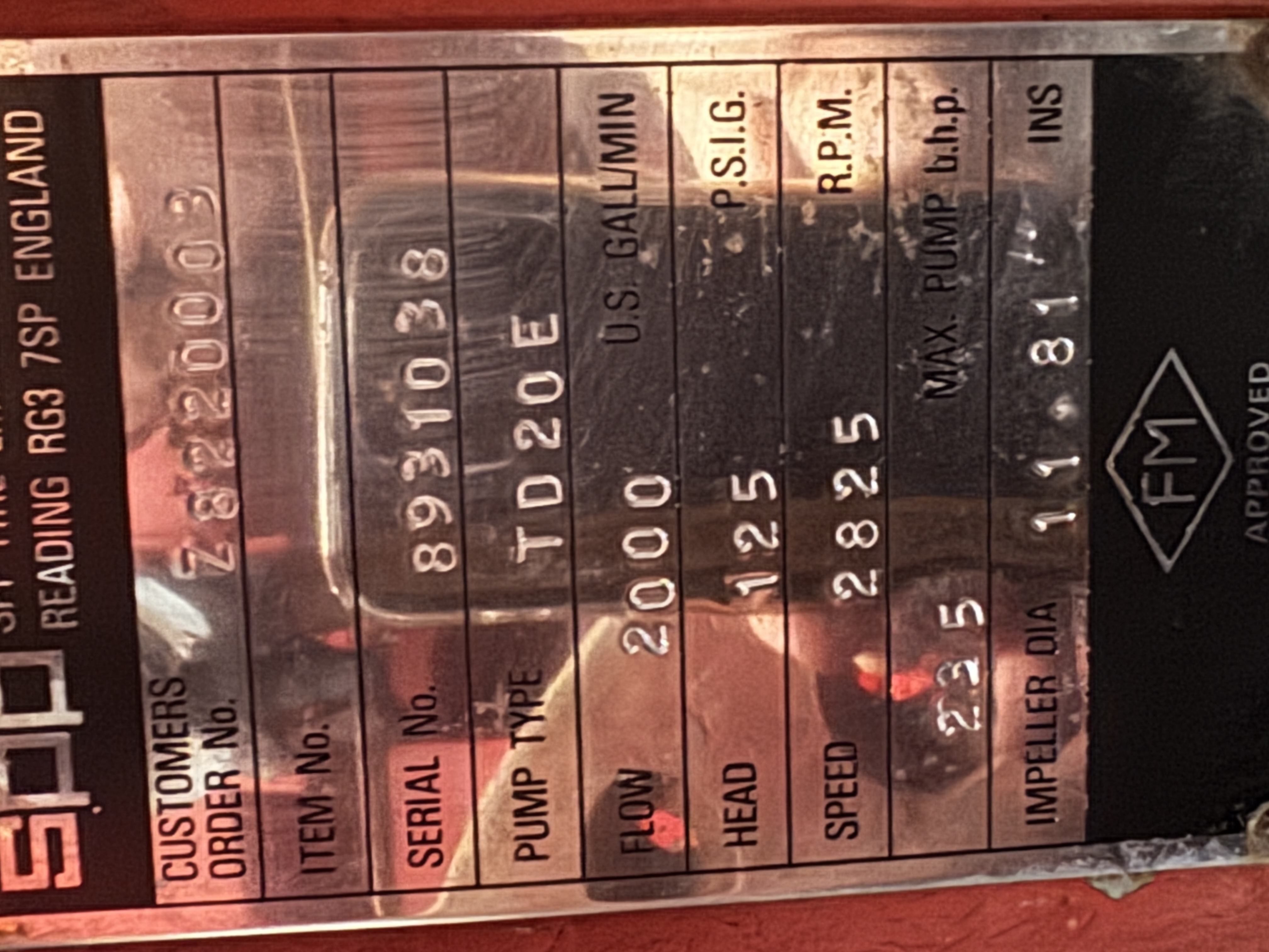 Used SPP TD20E Fire Pump