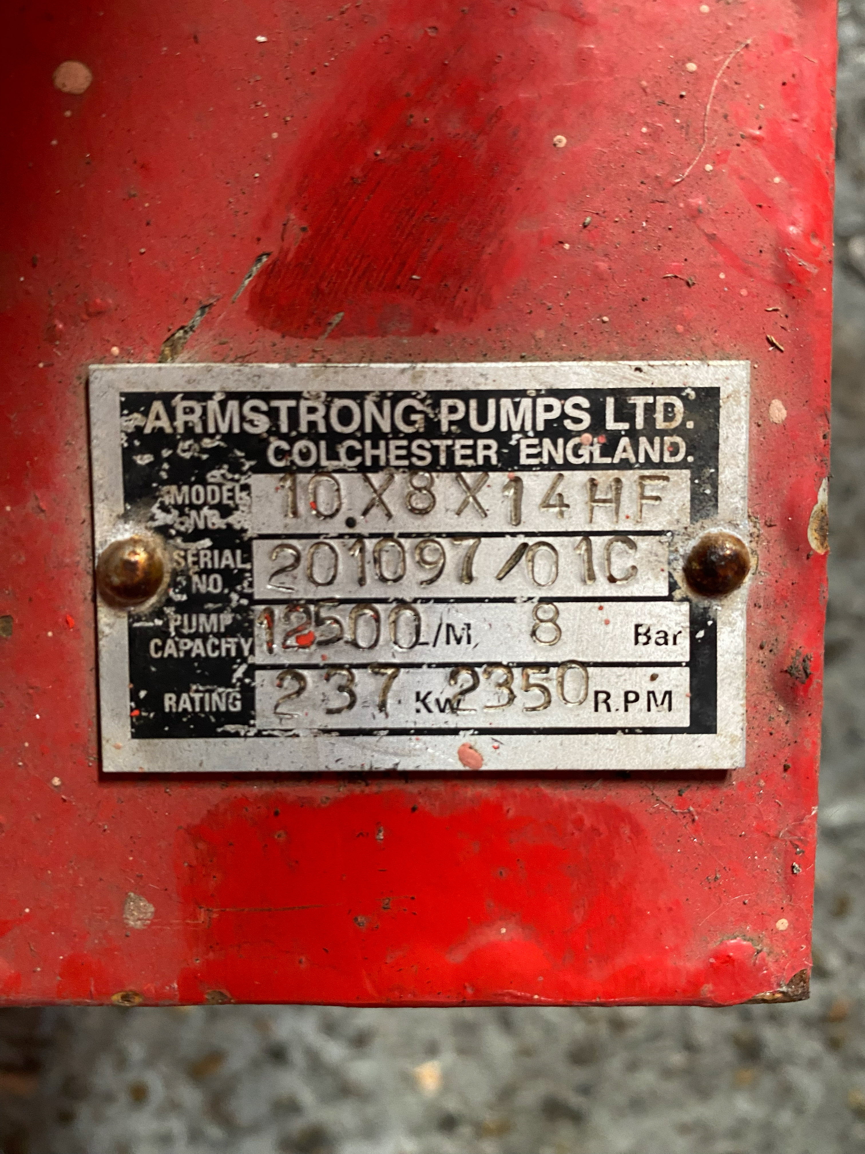 Used Armstrong 10X8X14HF Fire Pump for sale