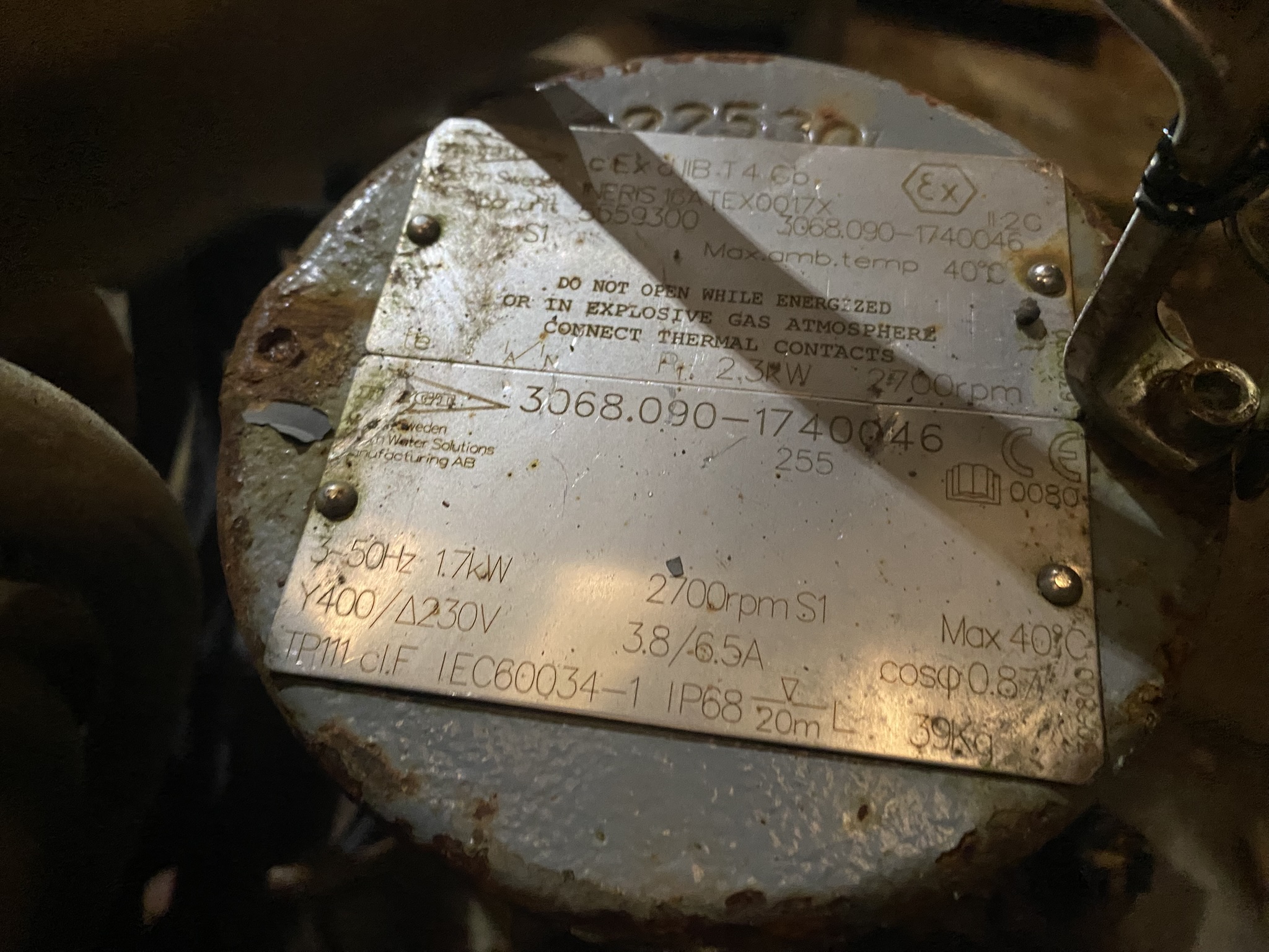 Used Flygt 3068.09 Submersible Pump S1228