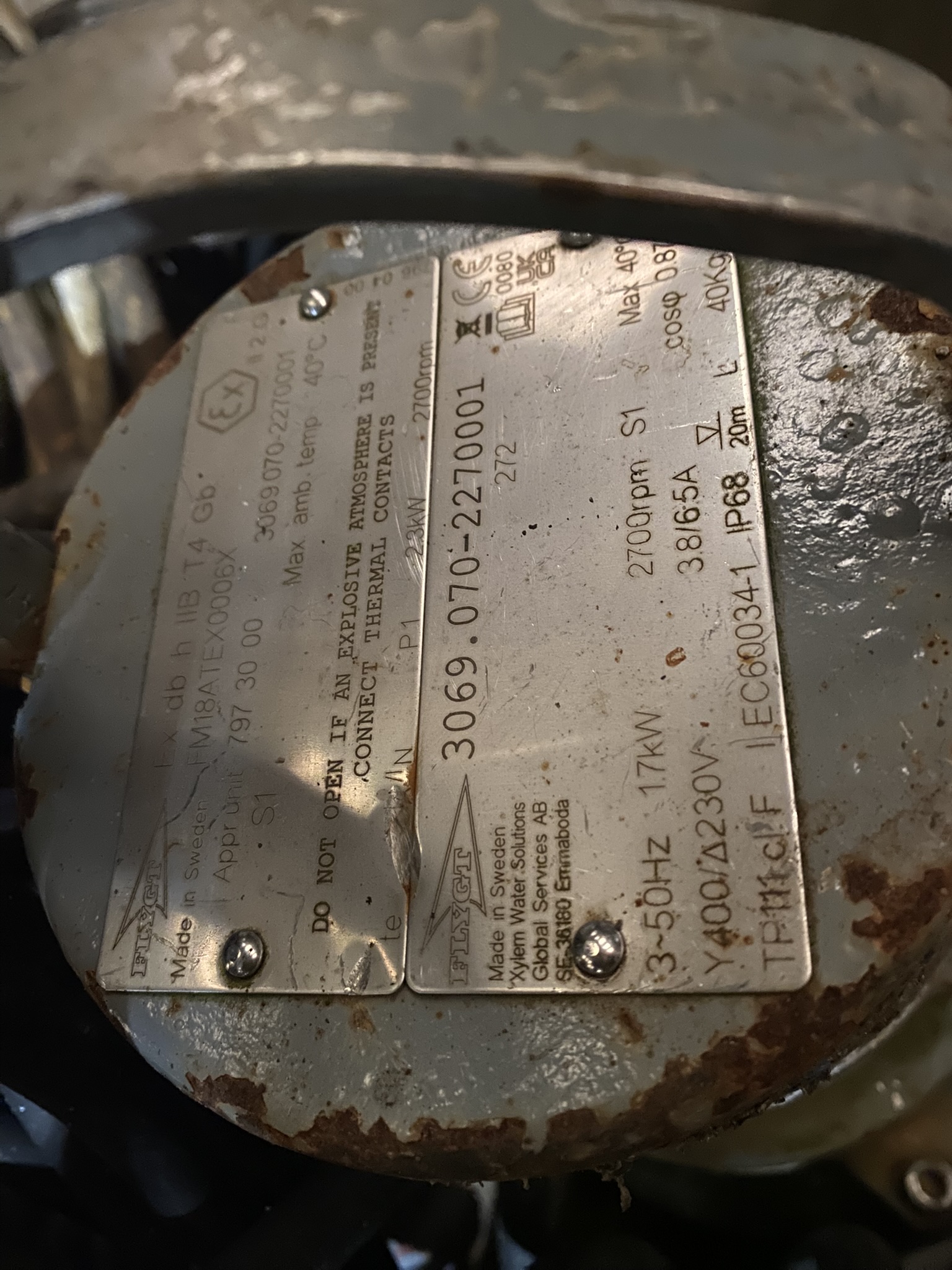 Used Flygt 3069.07 Submersible Pump S1229