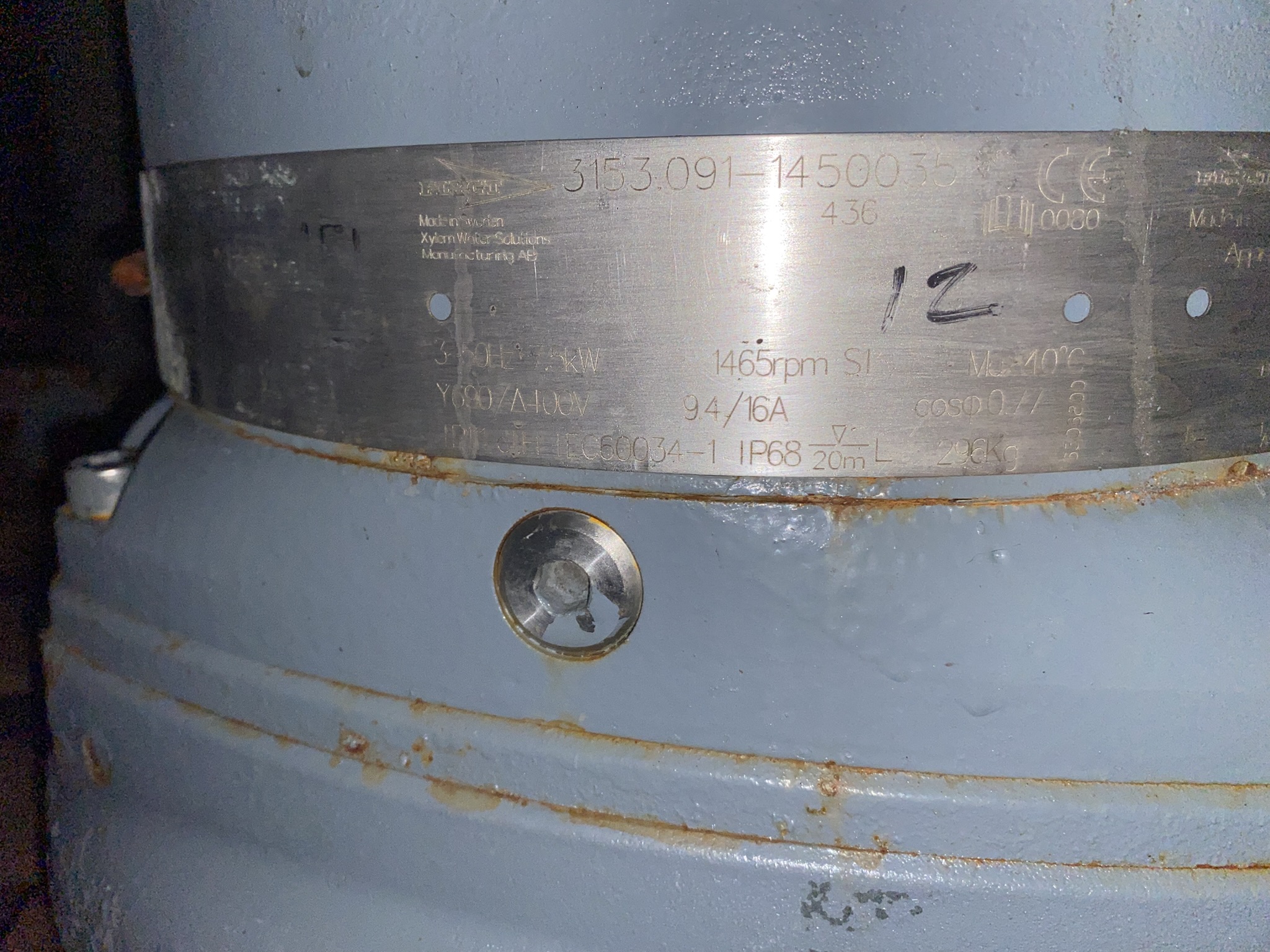 Used Flygt 3153.091 Submersible Pump S1233