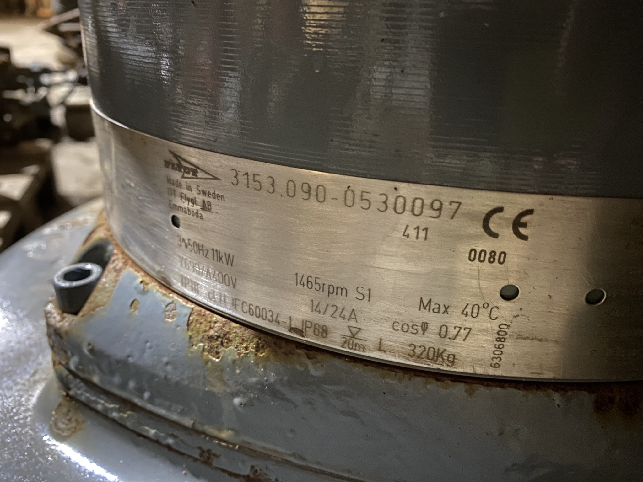 Used Flygt 3153.090 Submersible Pump S1237