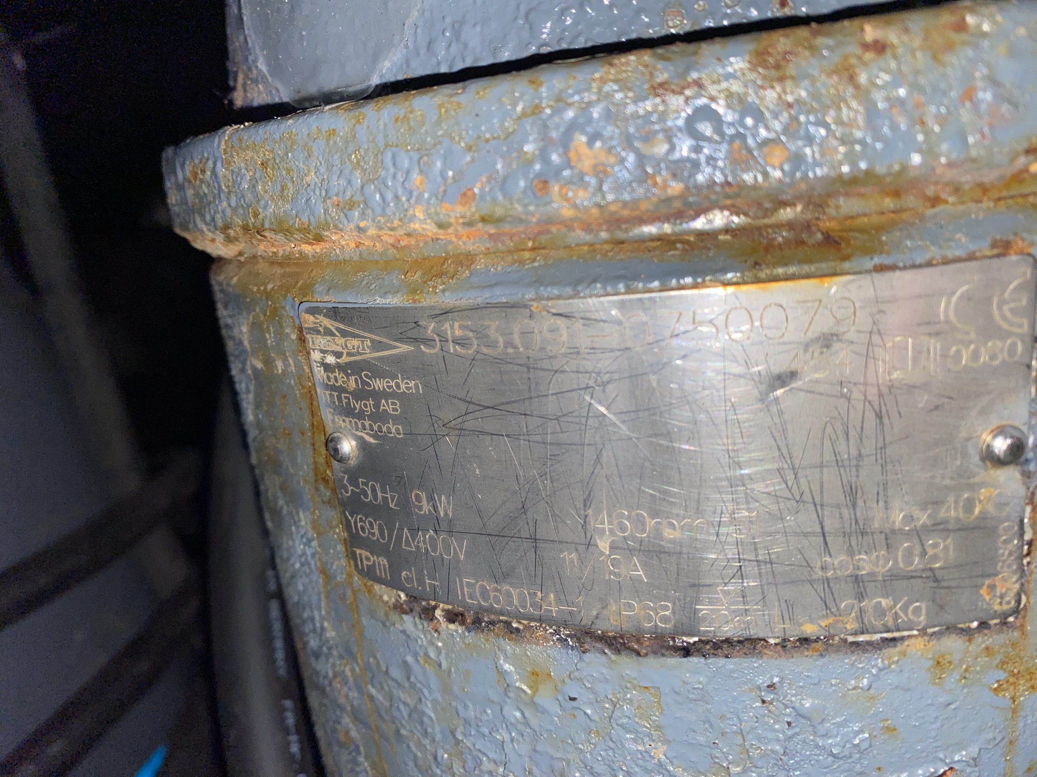 Used Flygt 3153.091 Submersible Pump S1254 for sale