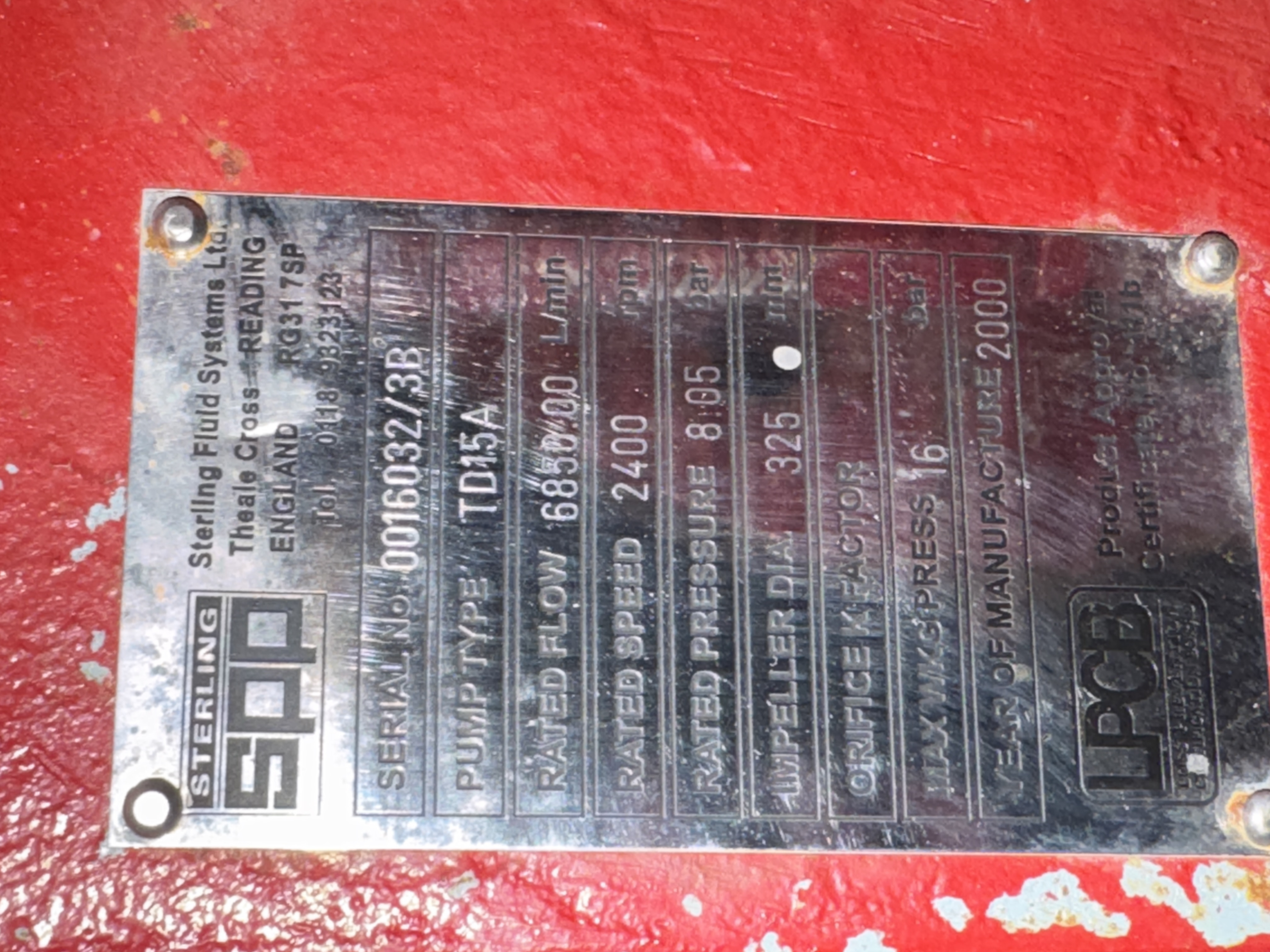 Used SPP TD15A Fire Pump XSP9562