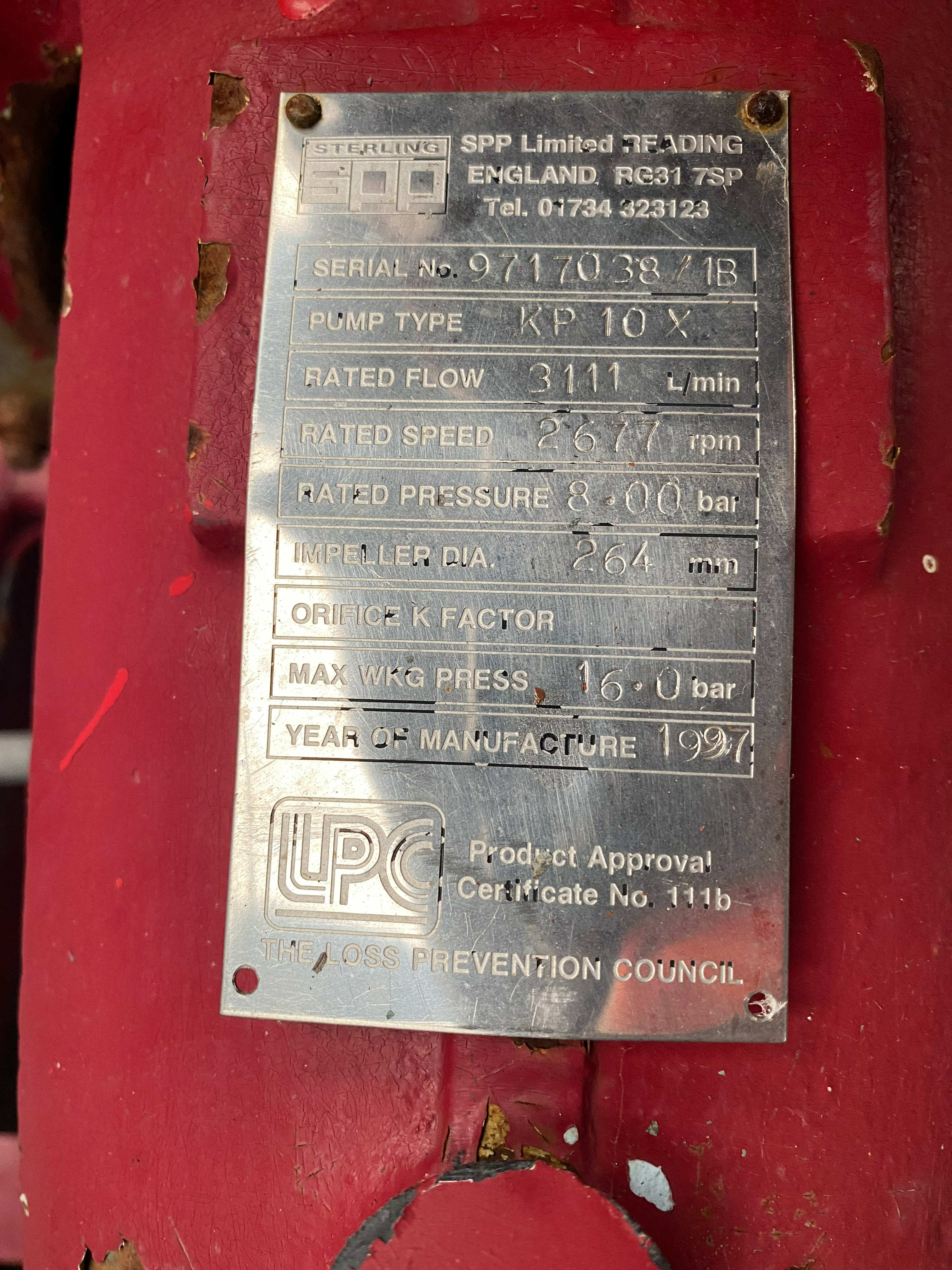 Used SPP KP10X Fire Pump XSP9534 for sale