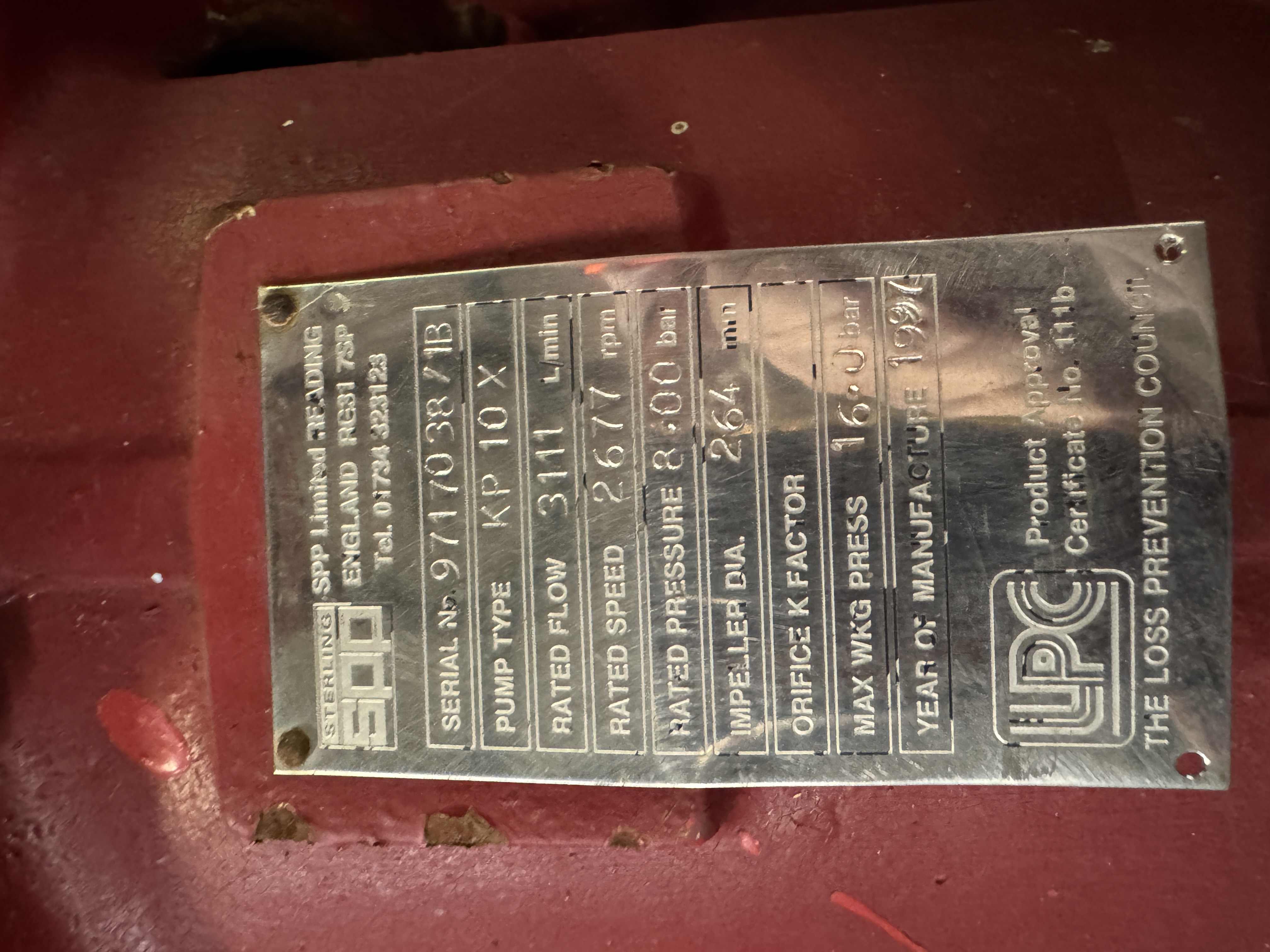 Used SPP KP10X Fire Pump XSP9534