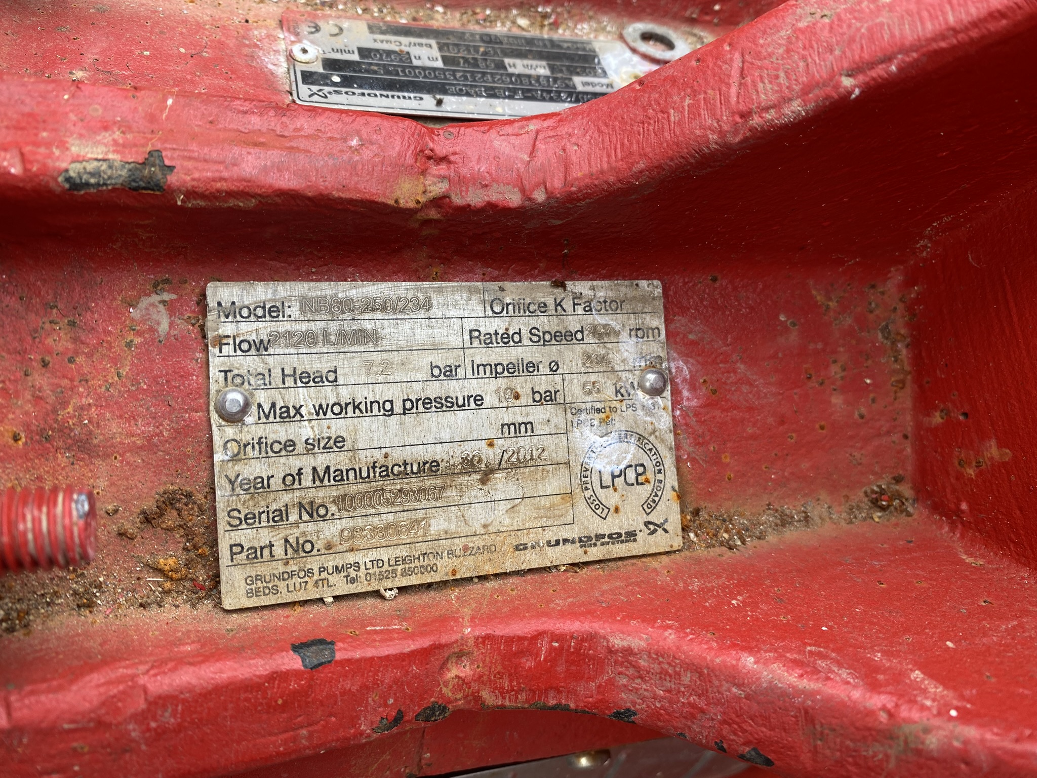 Used Grundfos NB80 250/234A Fire Pump XSP9932 for sale