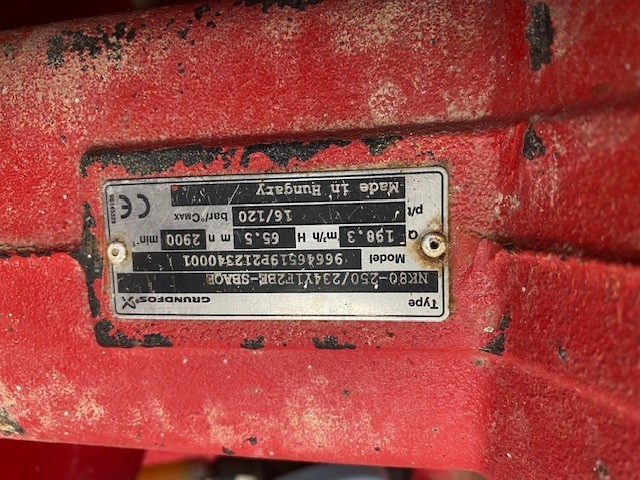Used Grundfos NK80 250/234 Fire Pump XSP9933 for sale