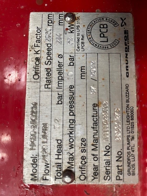 Used Grundfos NK80 250/234 Fire Pump XSP9933 for sale