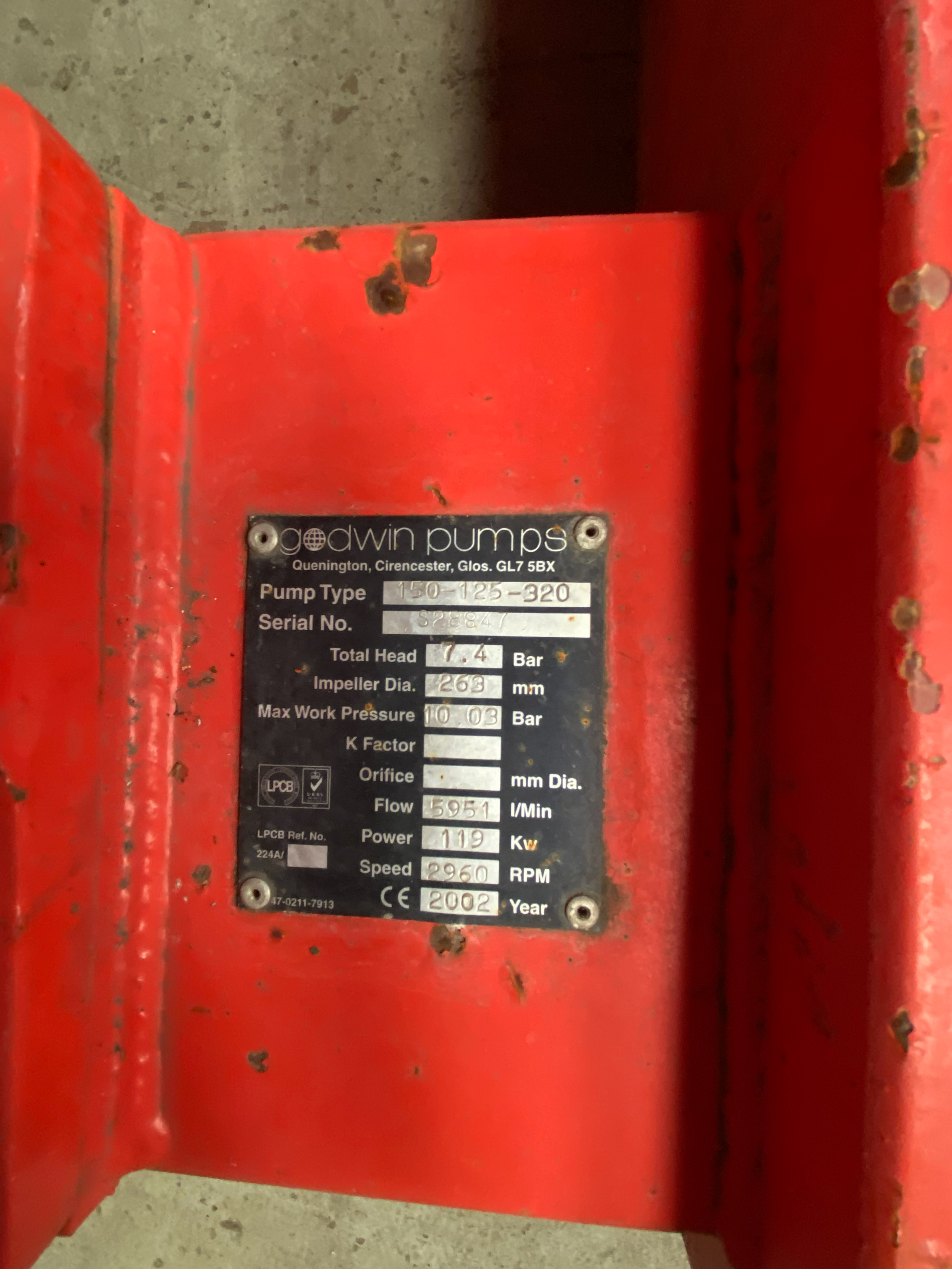 Used Godwin 150-125-320 Fire Pump for sale