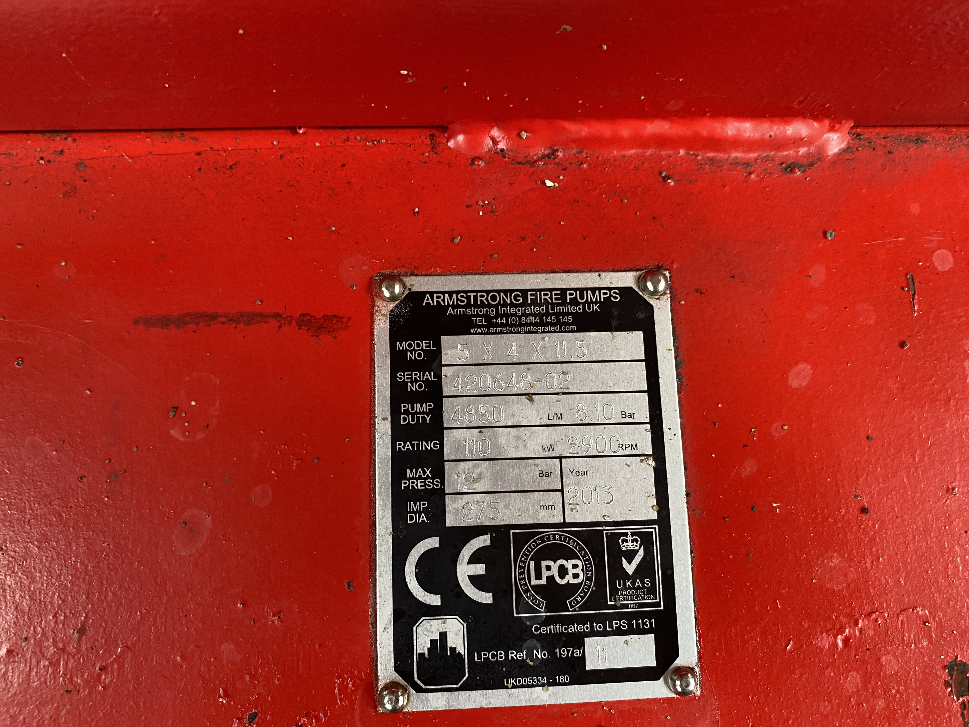 Used Armstrong 5 x 4 x 11.5 Pump Fire Pump XSP9772
